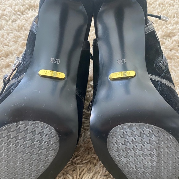 NWOT Ralph Lauren Mimi black suede peep toe heels 6.5 - Picture 5 of 8